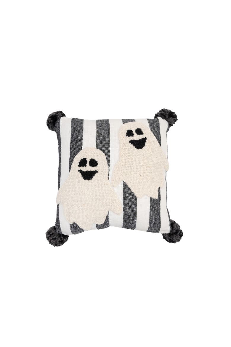 Ghost Halloween Mini Hooked Accent Pillow, Main, color, Black