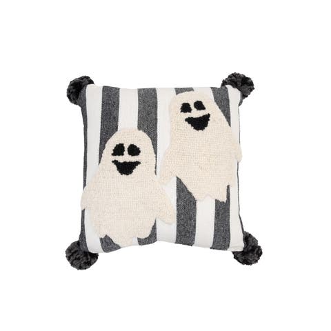 Ghost Halloween Mini Hooked Accent Pillow