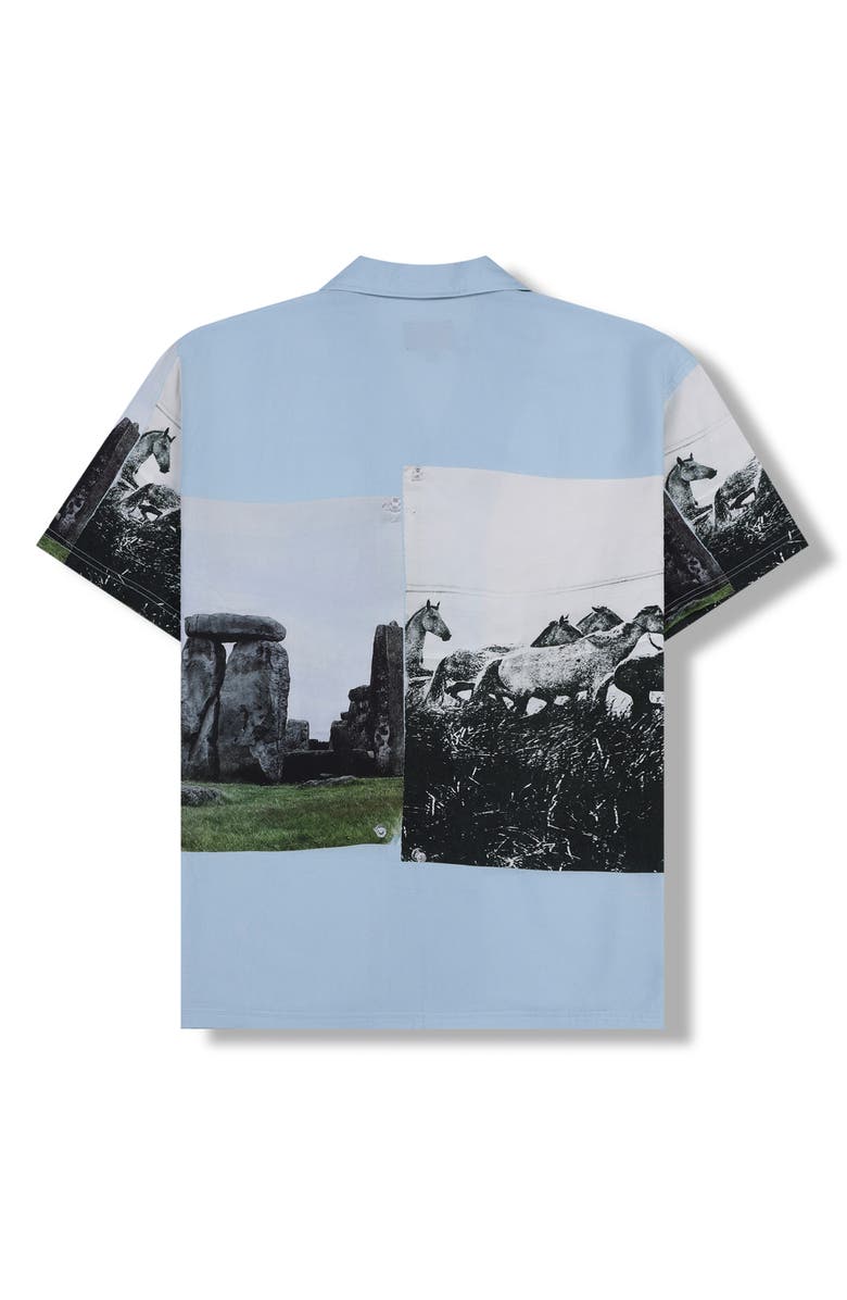 PLEASURES Stone Horse Camp Shirt, Alternate, color, Powder Blue