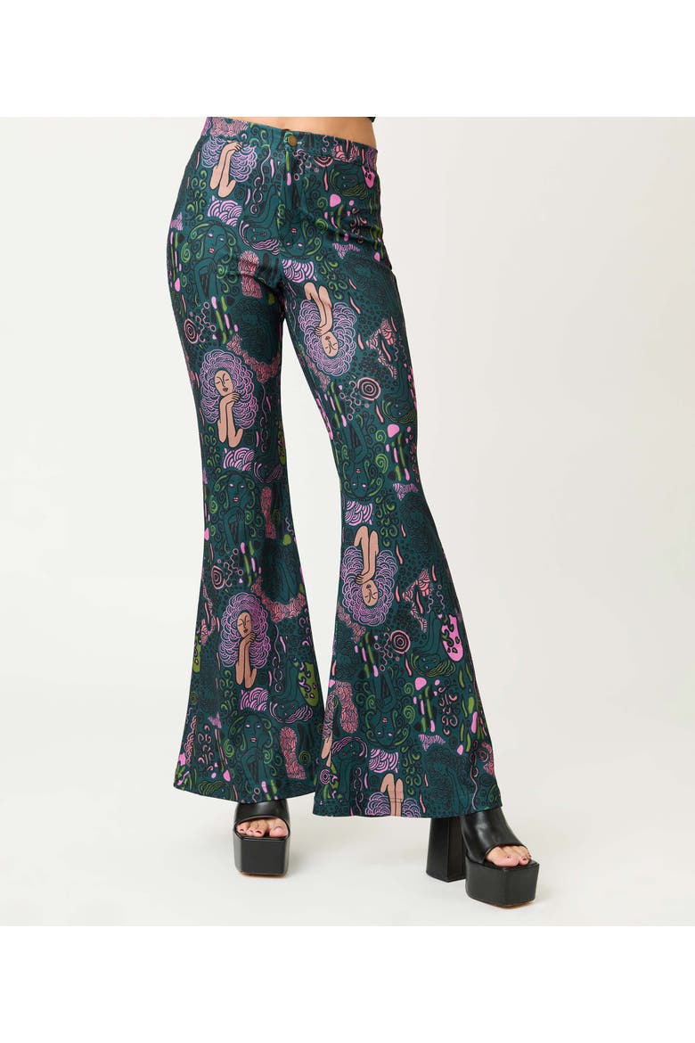1970's Find Your Flare Pants, Alternate, color, Green Mannequin Print