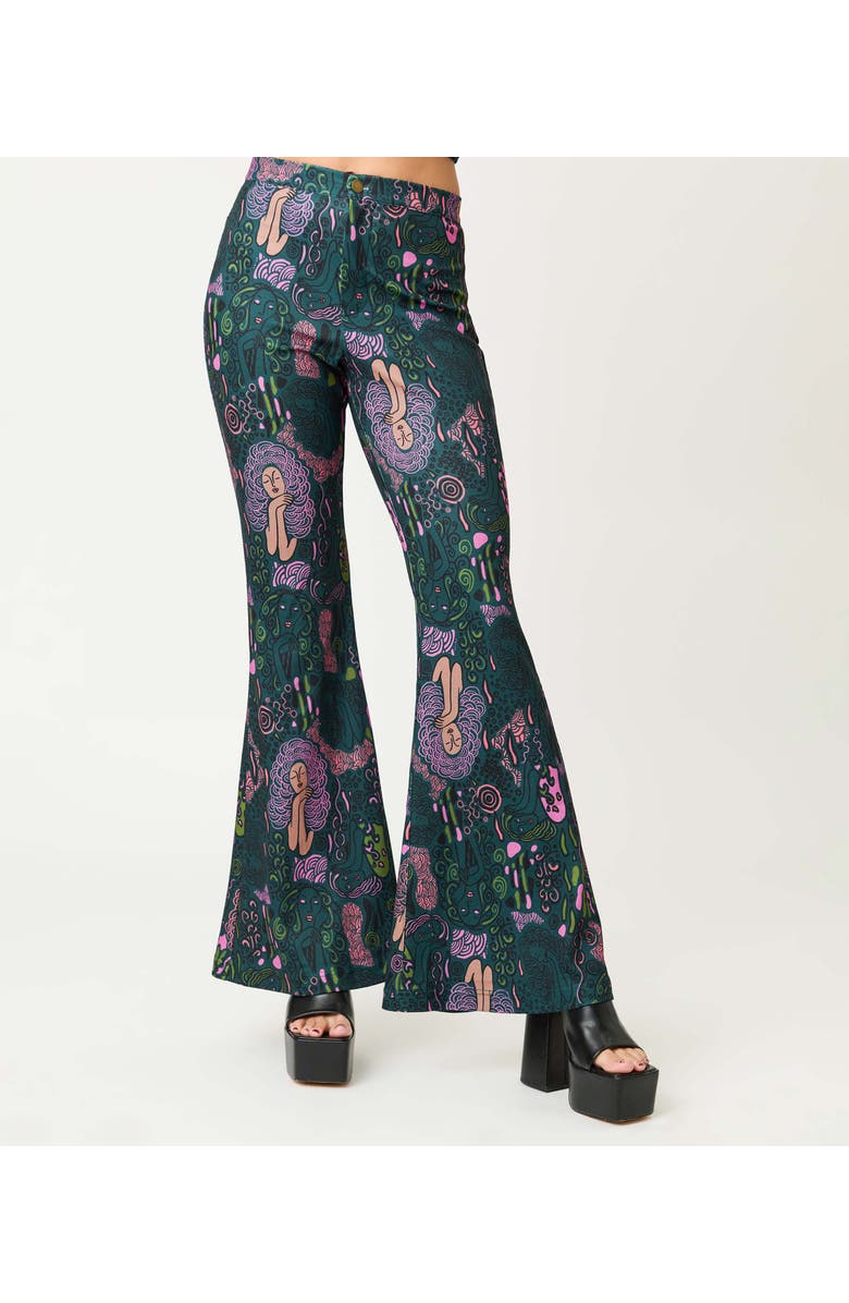 Smak Parlour 1970's Find Your Flare Pants, Alternate, color, Green Mannequin Print