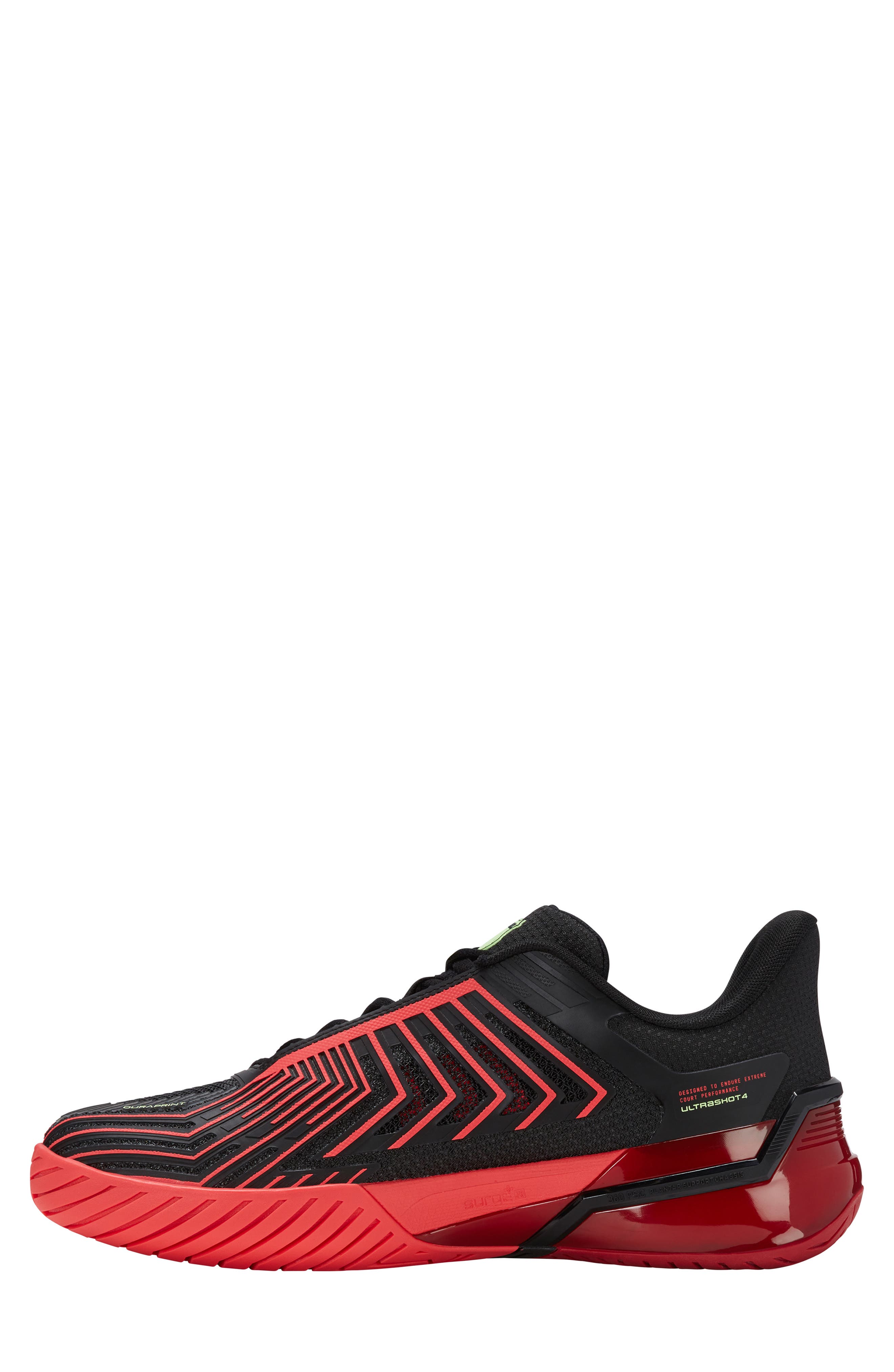 K-Swiss Ultrashot 4 Tennis Shoe, Alternate, color, Black/ Neon Lava/ Chili Pepper
