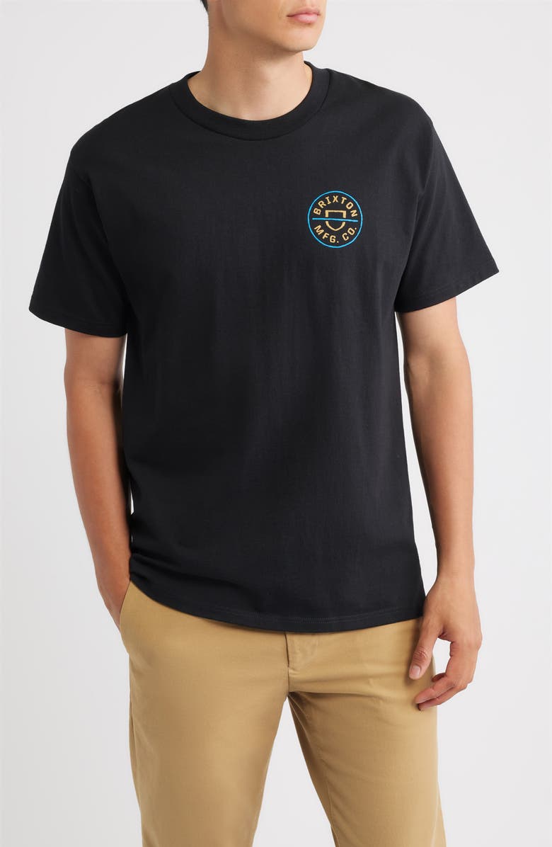 Brixton Crest Cotton Graphic T-Shirt, Main, color, Black/ Copper/ Medium Blue