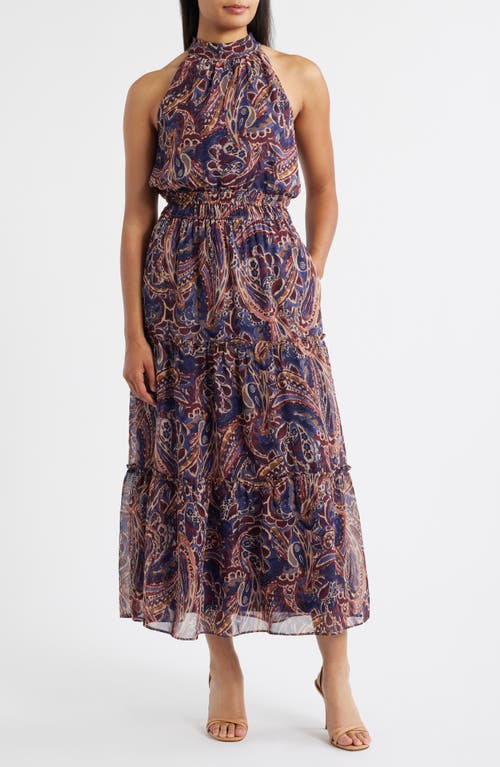 Julia Jordan Paisley Sleeveless Dress in Navy Multi 