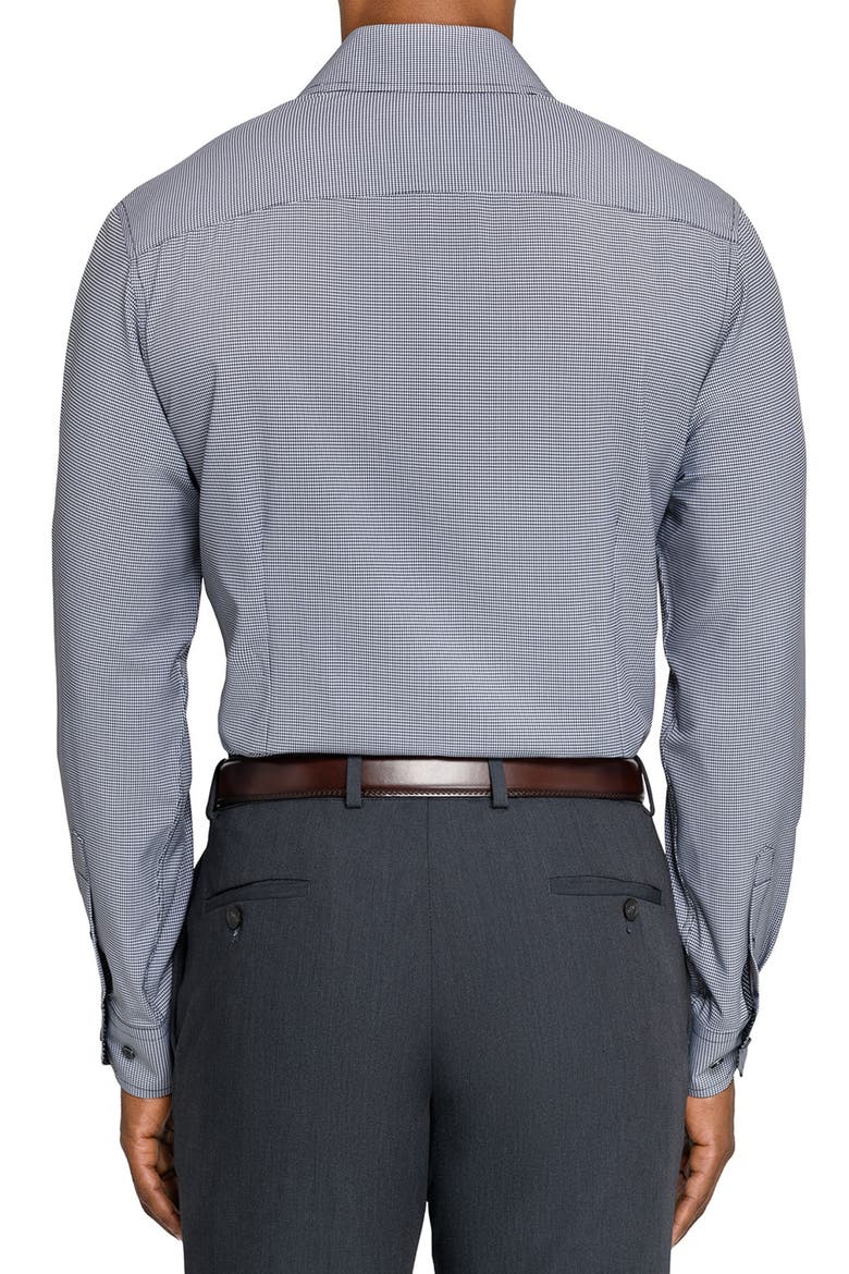 Regular Fit Black Micro Houndstooth Performance Dress Shirt, Alternate, color, BLACK/ WHITE