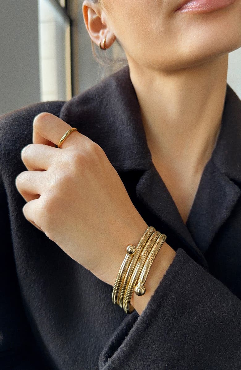 BaubleBar Keira Ribbed Wrap Bracelet, Alternate, color, Gold