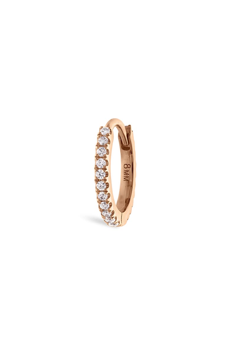 Diamond Eternity Single Hoop Earring, Main, color, 18K ROSE GOLD/ DIAMOND
