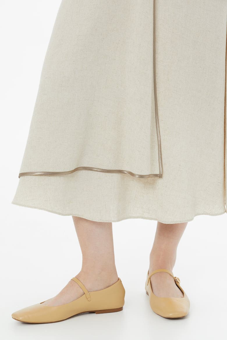 Beige Piped Detail Linen Maxi Dress, Alternate, color, Beige