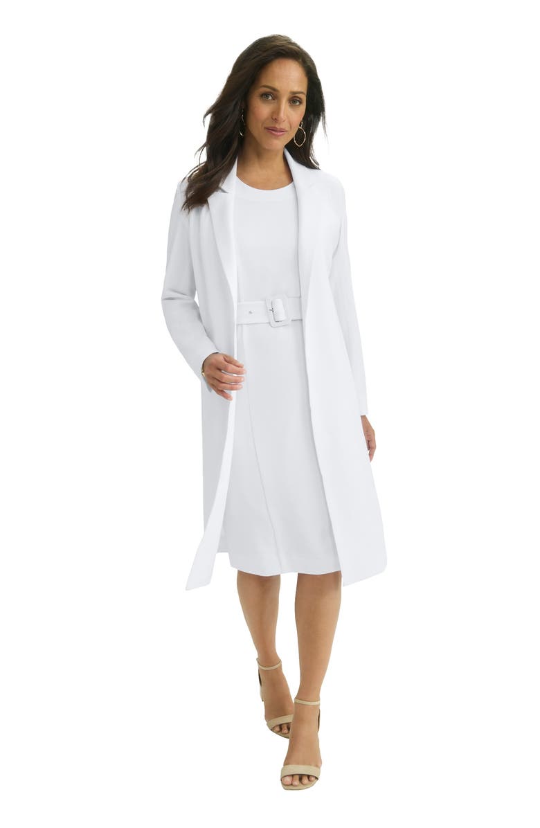 Jessica London Belted Jacket Dress, Main, color, White