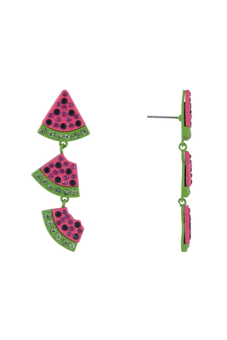 Watermelon Linear Earrings, Alternate, color, Pink