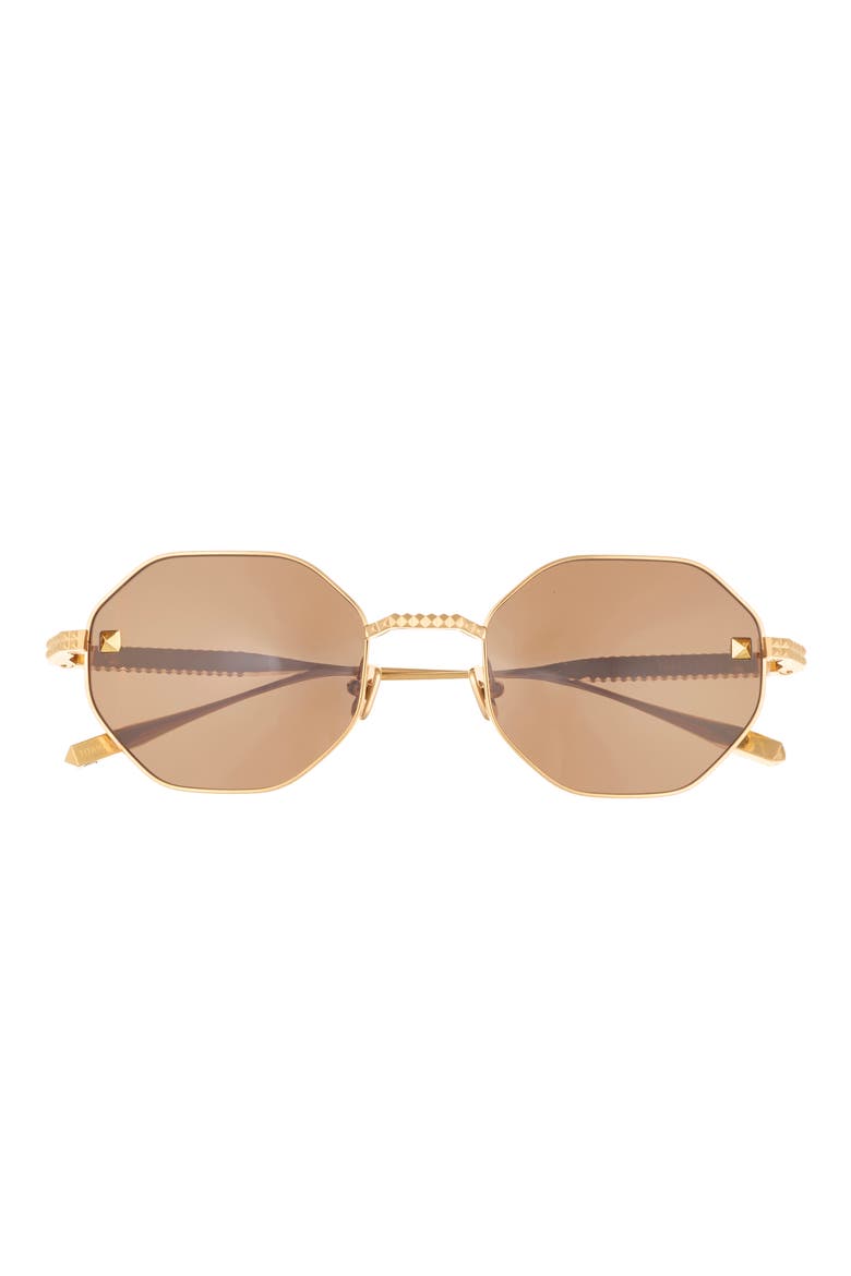 52mm Geometric Sunglasses, Main, color, GOLD GOLD BROWN