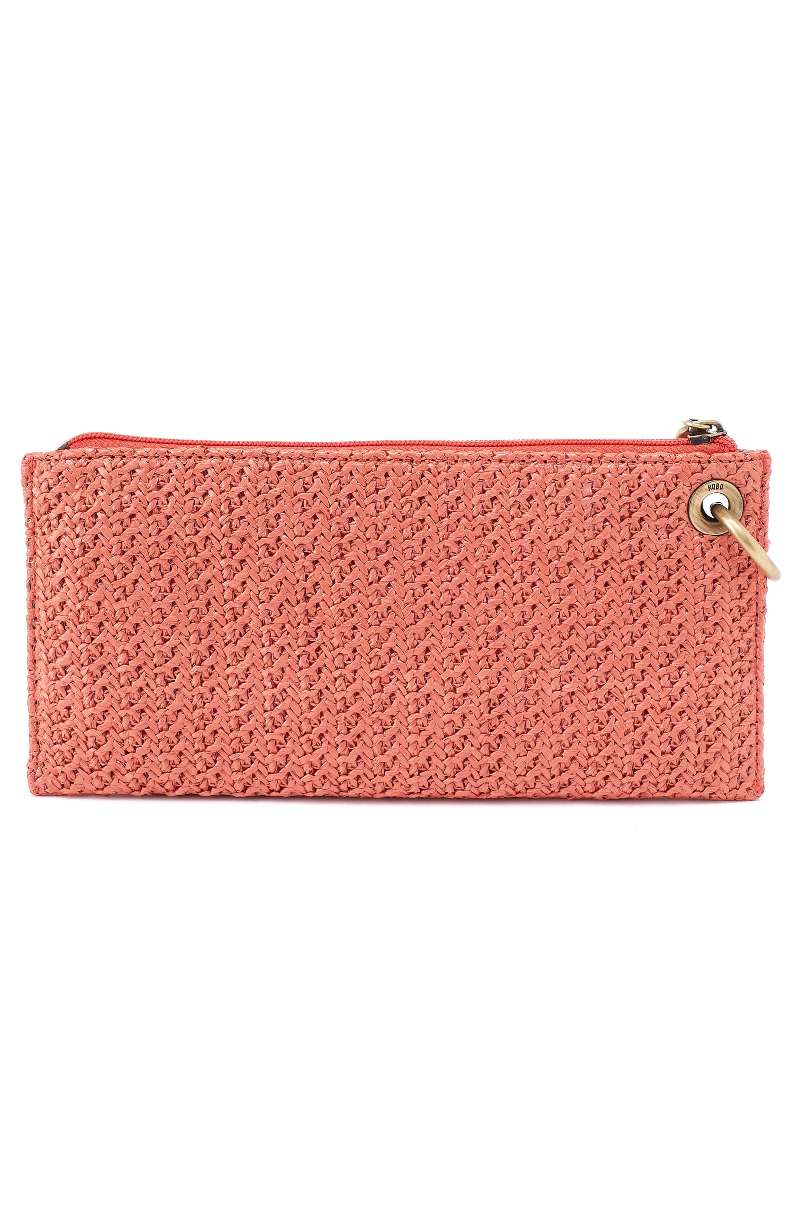 HOBO Vida Woven Wristlet, Alternate, color, Wild Rose Woven Straw