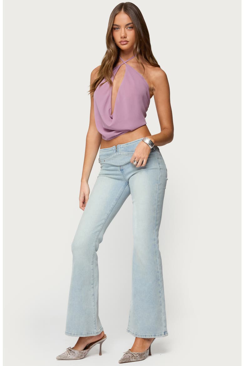 Cowl Plunge Neck Backless Crop Top, Alternate, color, PURPLE