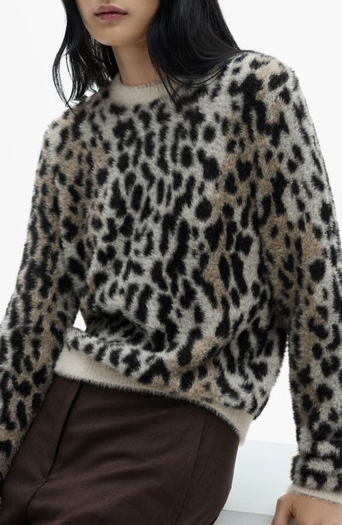 Mango Faux Fur Sweater In Black