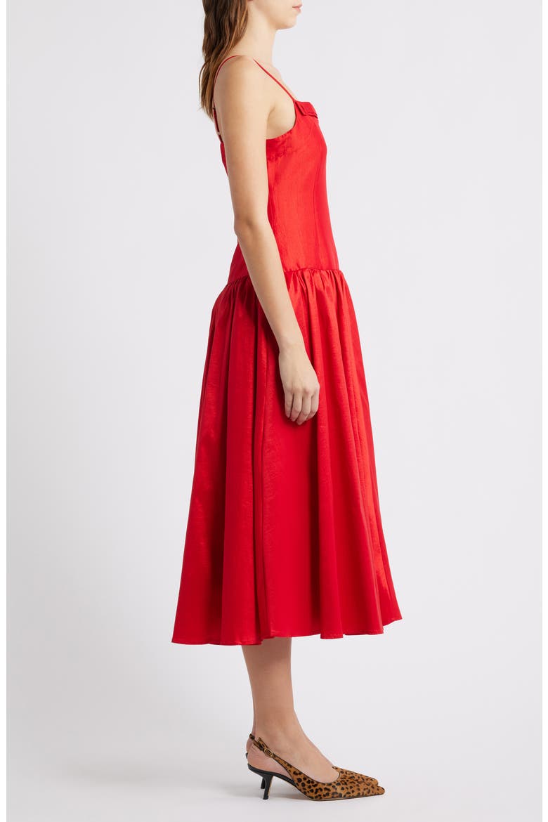 Quartet Taffeta Midi Dress, Alternate, color, RED