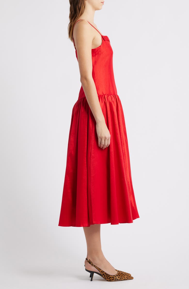 Sister Jane Quartet Taffeta Midi Dress, Alternate, color, Red