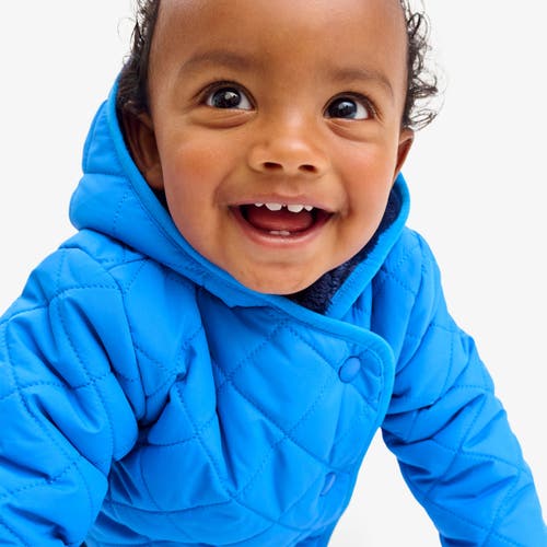 Primary Baby Quilted Fleece-lined Puffer Jacket In Blueberry