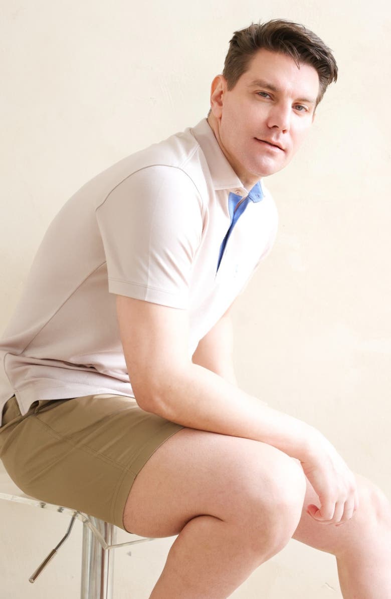 TailorByrd Stretch Cotton Chino Shorts, Alternate, color, Khaki