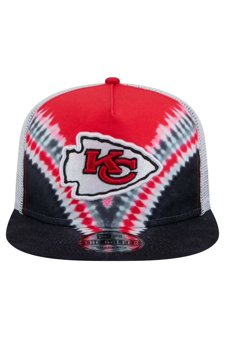 Men's New Era Red/Black Kansas City Chiefs Throwback Dye Golfer Snapback Hat, Alternate, color, Red