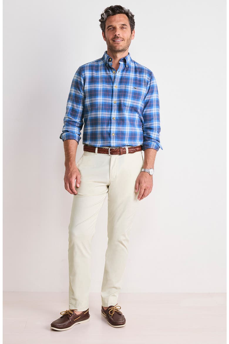 Muskeget Plaid Cotton Flannel Button-Down Shirt, Alternate, color, TIDE BLUE
