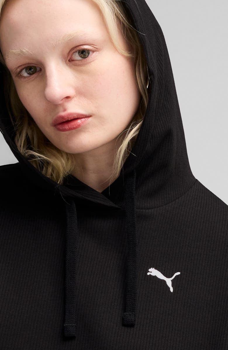 PUMA Essential Comfort Rib Hoodie, Alternate, color, Puma Black