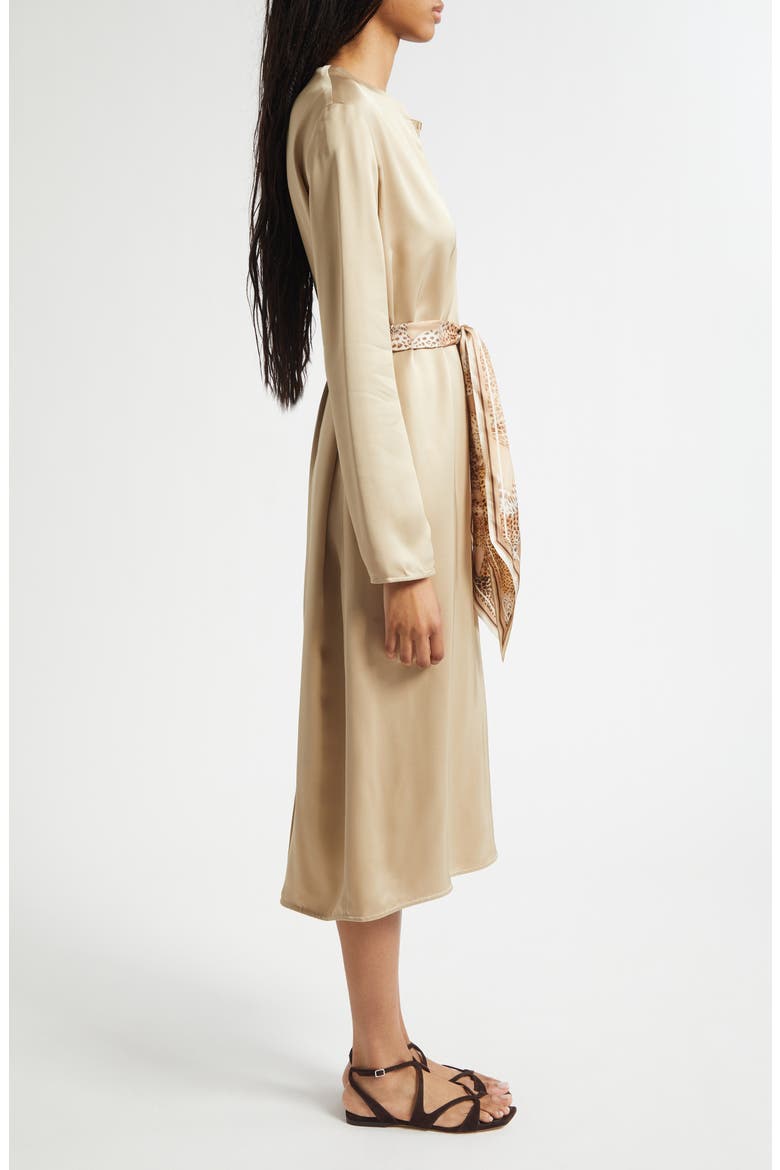 Rebellion Long Sleeve Twill Midi Dress, Alternate, color, CHAMPAGNE