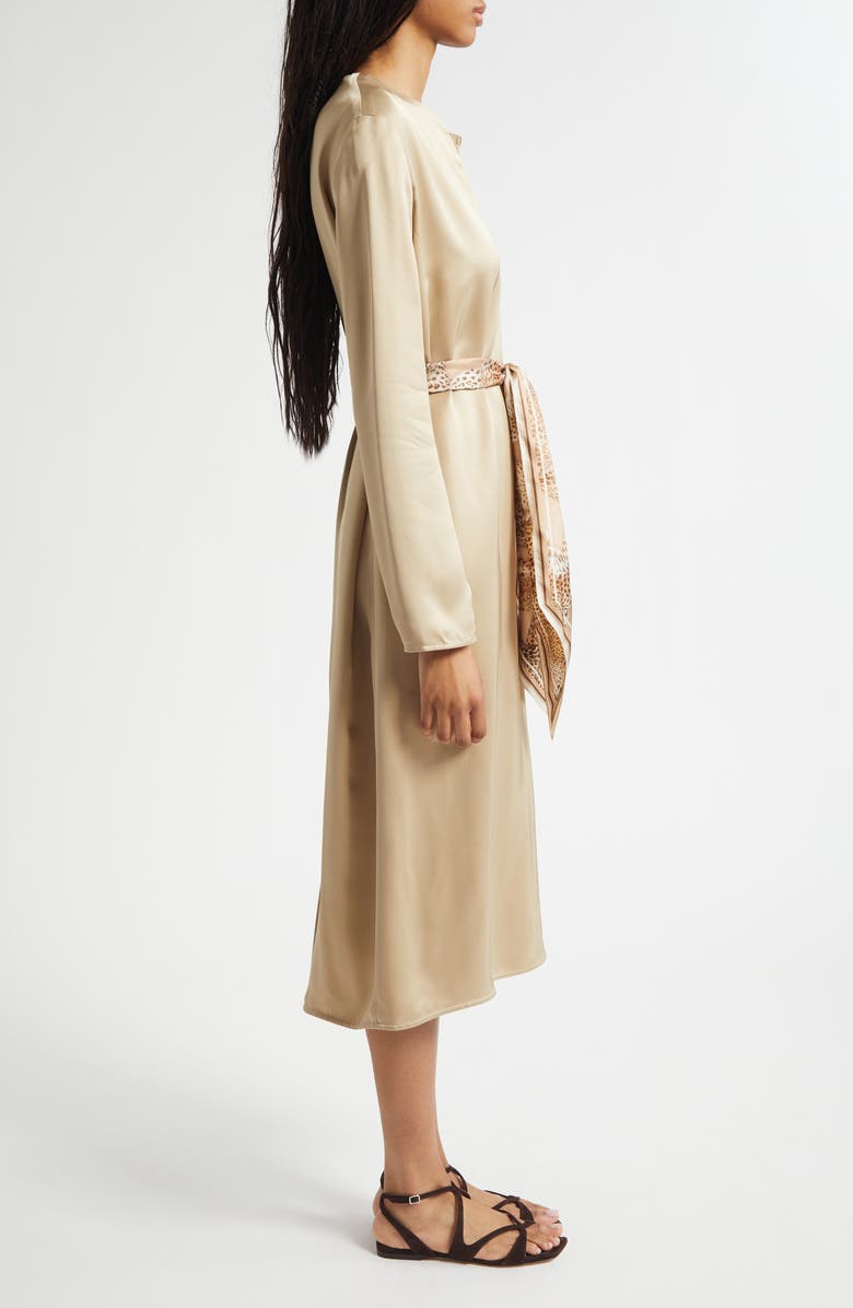 Zimmermann Rebellion Long Sleeve Twill Midi Dress, Alternate, color, Champagne