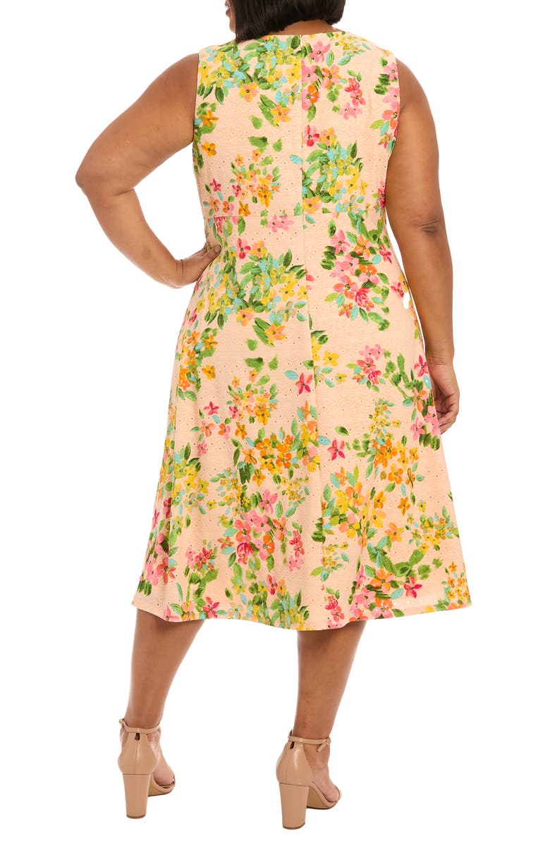 London Times Floral Keyhole Midi Dress, Alternate, color, 