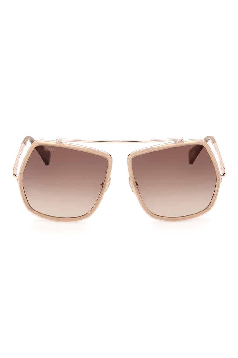 64mm Gradient Oversize Geometric Sunglasses, Main, color, BEIGE HORN / GRADIENT BROWN