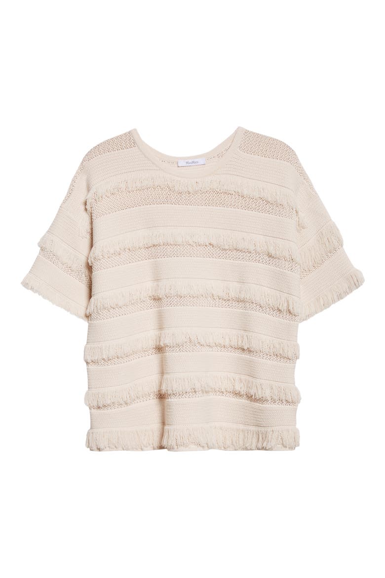 Garza Openwork Fringe Sweater, Alternate, color, IVORY