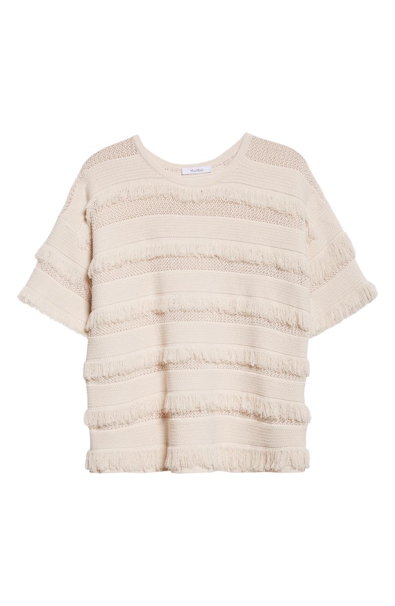 Max Mara Garza Openwork Fringe Sweater, Alternate, color, Ivory