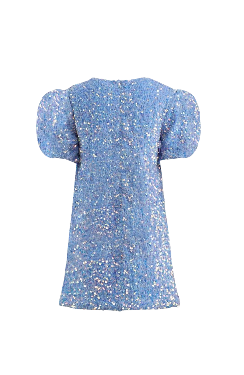 Lola + The Boys Snow Angel Shimmer Dress, Main, color, Blue