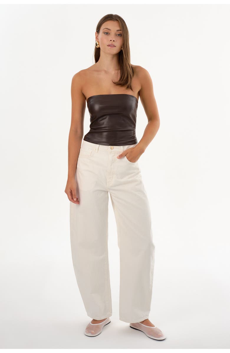 LAMARQUE GIADA | Faux Leather Strapless Top, Alternate, color, Dark Brown