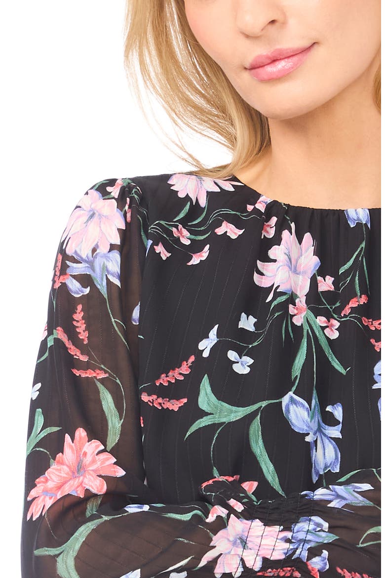 Floral Stripe Top, Alternate, color, RICH BLACK