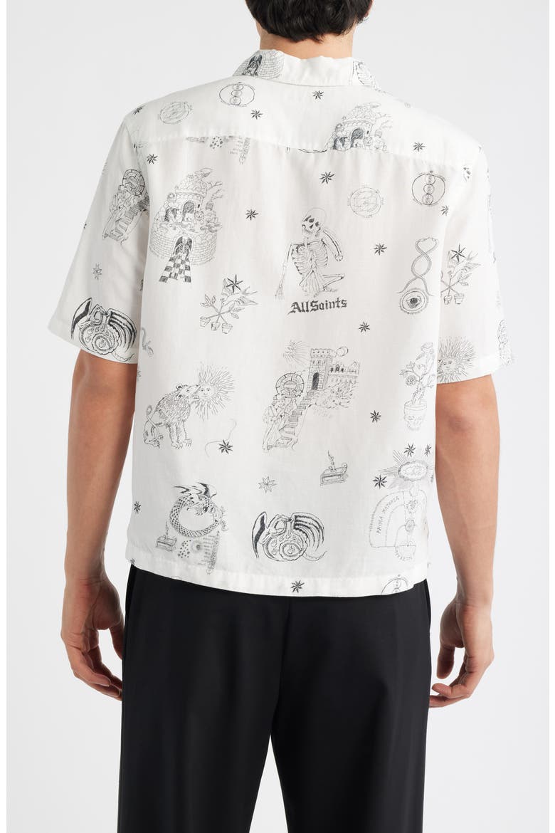 Terra Print Short Sleeve Button-Up Shirt, Alternate, color, ECRU