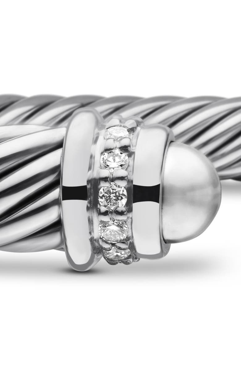 David Yurman Classic Cable Bracelet in Sterling Silver with Diamonds, 5mm, Alternate, color, Silver Dome