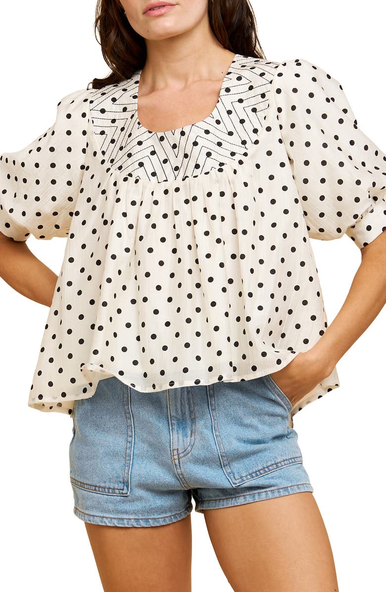 CIEBON Tallulah Polka Dot Top, Alternate, color, White