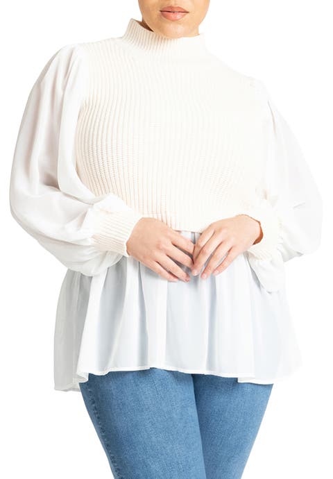 Twofer Sweater With Chiffon