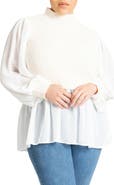 ELOQUII Twofer Sweater With Chiffon