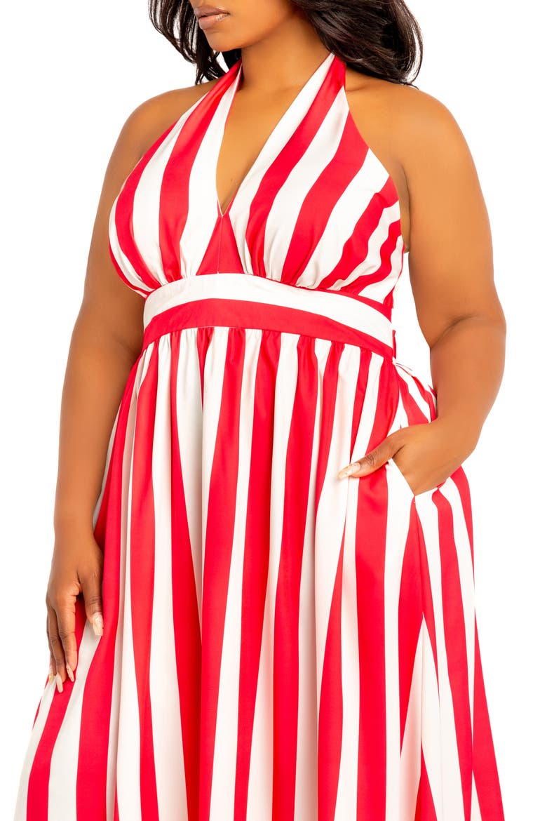 Stripe Halter Maxi Dress, Alternate, color, RED STRIPE