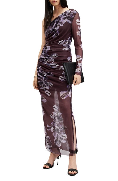 Allsaints Eris Pleated Single Long Sleeve Mesh Maxi Dress