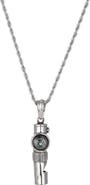 EYE CANDY LOS ANGELES Lincoln Titanium Compass Pendant Necklace With Working Whistle