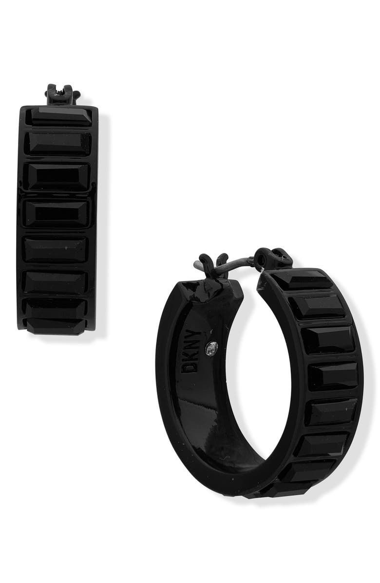 DKNY 17mm Stone Huggie Hoop Earrings, Main, color, 