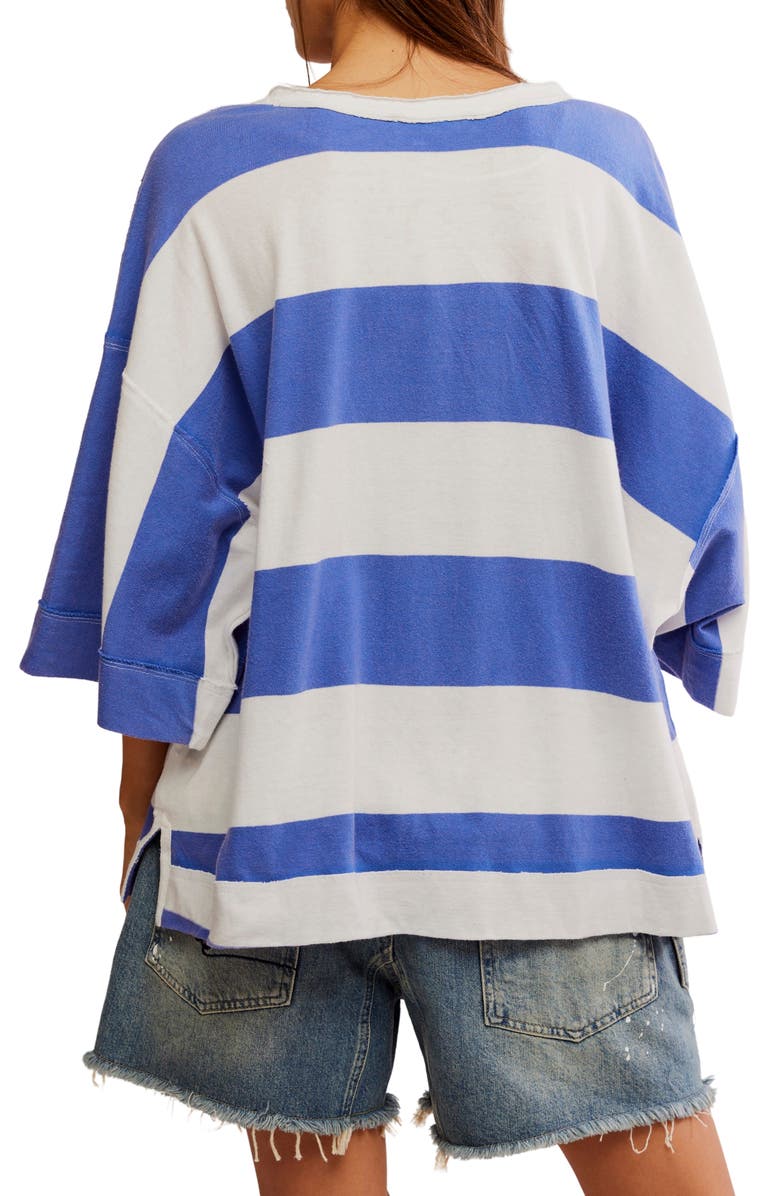 Free People Wonderful Stripe Oversize Henley, Alternate, color, Blue Combo
