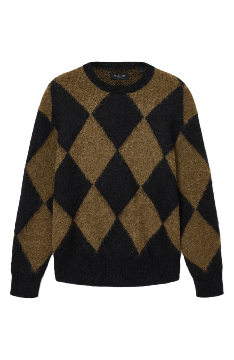 AllSaints Bower Crewneck Sweater, Alternate, color, Black/ Brown
