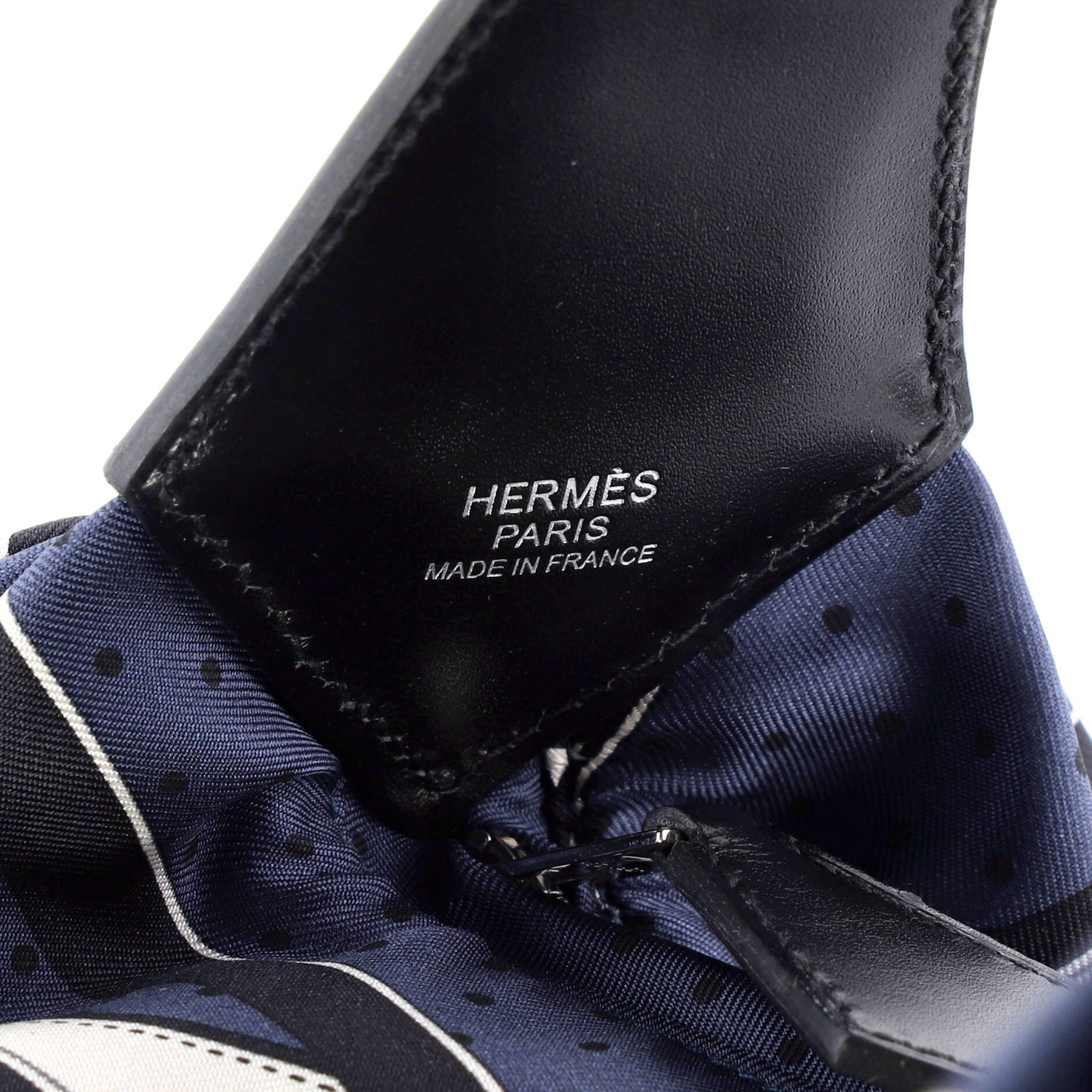 Pre-Owned Hermes Balusoie Bag Printed Silk and Leather, Alternate, color, Blue