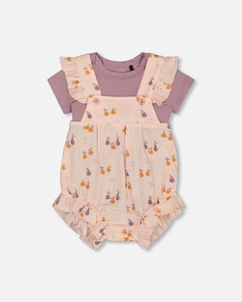 Deux Par Deux Muslin Romper - Printed Pear