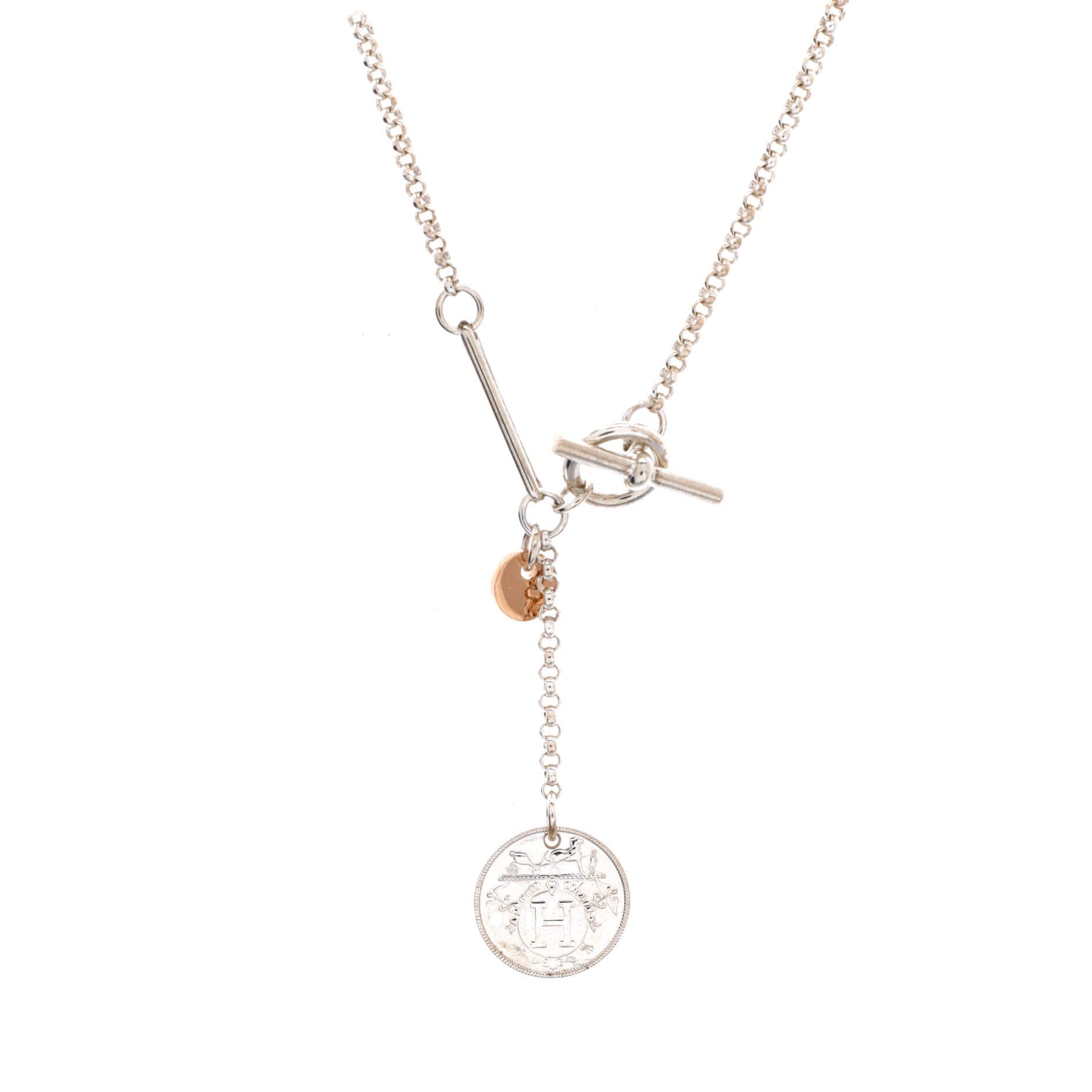 Ex-Libris Long Necklace Sterling Silver with 18K Rose Gold Small, Main, color, Metallic Silver
