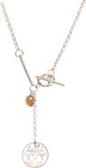Pre-Owned Hermes Ex-Libris Long Necklace Sterling Silver with 18K Rose Gold Small
