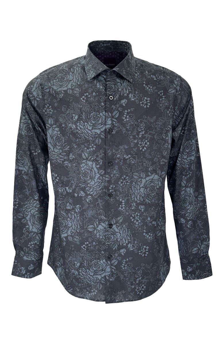 Lords of Harlech Nicoli Button-Up Shirt, Main, color, Roma Floral Charcoal